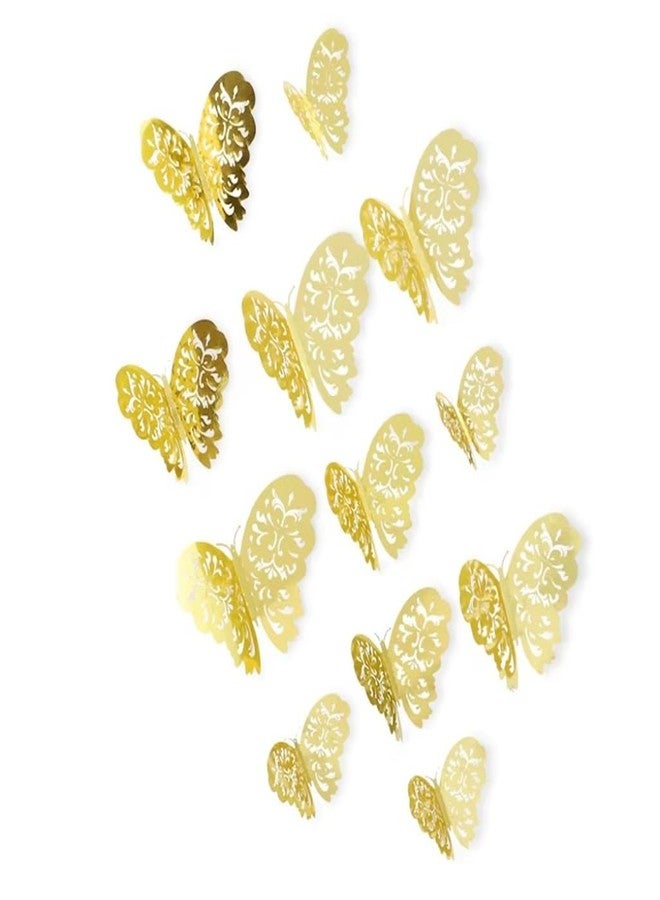 BHOOLU&GOOLU P S Retail 3D PVC Butterflies Animal Wall Stickers (Metallic Golden) - 12pcs - Image 1